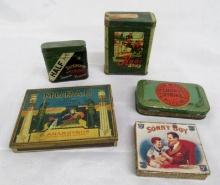 Lot (5) Antique Tobacco Smaller Tins- Sonny Boy, Murad, Kaai Shag, Lucky Strike+
