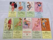 Lot (9) Antique 1940's Pin-Up Girl Advertising Ink Blotters