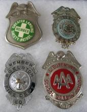 Lot (4) Antique & Vintage Badges. Police, Fire, AAA Safety Patrol