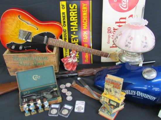 Huge Auction Antiques Firearms Advertising Guitars