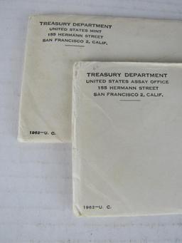 Lot (2) 1962 P& D Silver Mint UNC Sets in Original Envelope
