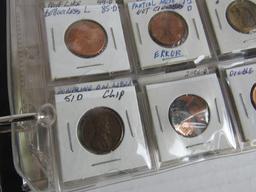 Album of US Error Coins- Cents, Dimes, Nickels, Quarters, Halves.
