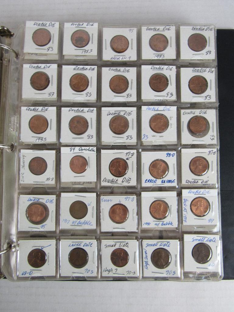 Album of US Error Coins- Cents, Dimes, Nickels, Quarters, Halves.
