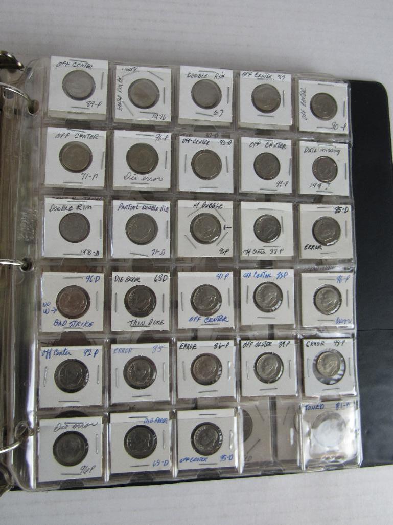 Album of US Error Coins- Cents, Dimes, Nickels, Quarters, Halves.