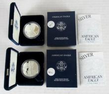 Lot (2) 2002 US Silver Eagle Bullion Coins MIB .999