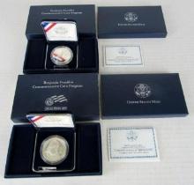 Set (2) 2006 Benjamin Franklin "Founding Father" & "Scientist" US Silver Proof Bullion Coins MIB