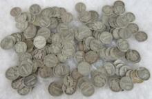 Lot (150) Mixed Date Silver Mercury Dimes (15.00 Face Value)