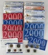 Lot (9) 2000 - 2001 Sealed P & D US Mint Coin Sets