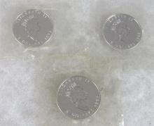 Lot (3) 1992, 1993, & 1994 Canadian .999 Pure Silver $5.00 Coins (Sealed)