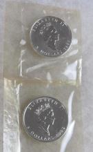 Lot (2) 1998 & 1999 Canadian .999 Pure Silver $5.00 Coins (Sealed)