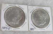 1884-O & 1887 Morgan Silver Dollars