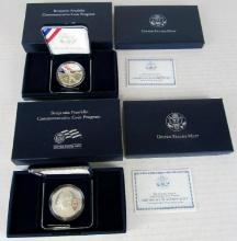 Set (2) 2006 Benjamin Franklin "Founding Father" & "Scientist" US Silver Proof Bullion Coins MIB