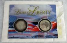 Beautiful Ladies of Liberty US / UK Silver Coin Set MIP