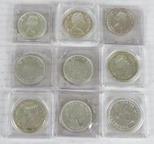 Lot (9) 1960's Canadian Silver Dollars (80%)
