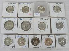 Lot (13) 1957-1964 Proof Washington Silver Quarters