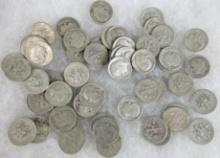 Lot (58) Mixed Date Silver Roosevelt Dimes 1950's ($5.80 Face Value)