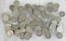Lot (91) Mixed Date Silver Roosevelt Dimes 1950's ($9.10 Face Value)