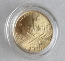 Beautiful 2002 Olympic Winter Games $5.00 Gold Uncirculated Coin
