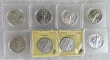 Lot (8) 1940's Mixed Date Walking Liberty Silver Half Dollars