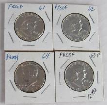 1961, 1962, 1963, 1964 Proof Silver Half Dollars