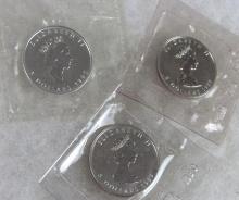 Lot (3) 1988, 1989, & 1990 Canadian .999 Pure Silver $5.00 Coins (Sealed)