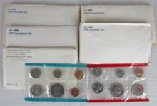 Lot (5) 1970's P & D Mint UNC Sets in Original Envelope
