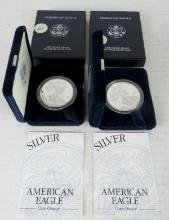 Lot (2) 2000 US Silver Eagle Bullion Coins MIB .999