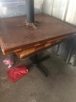Wood top pedestal side table