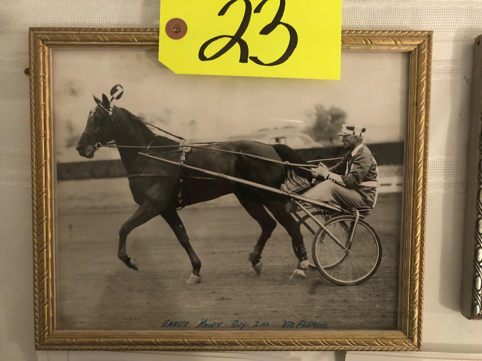 Photograph of Vic Fleming driving Earls Moddy Guy, framed & under glass, ap