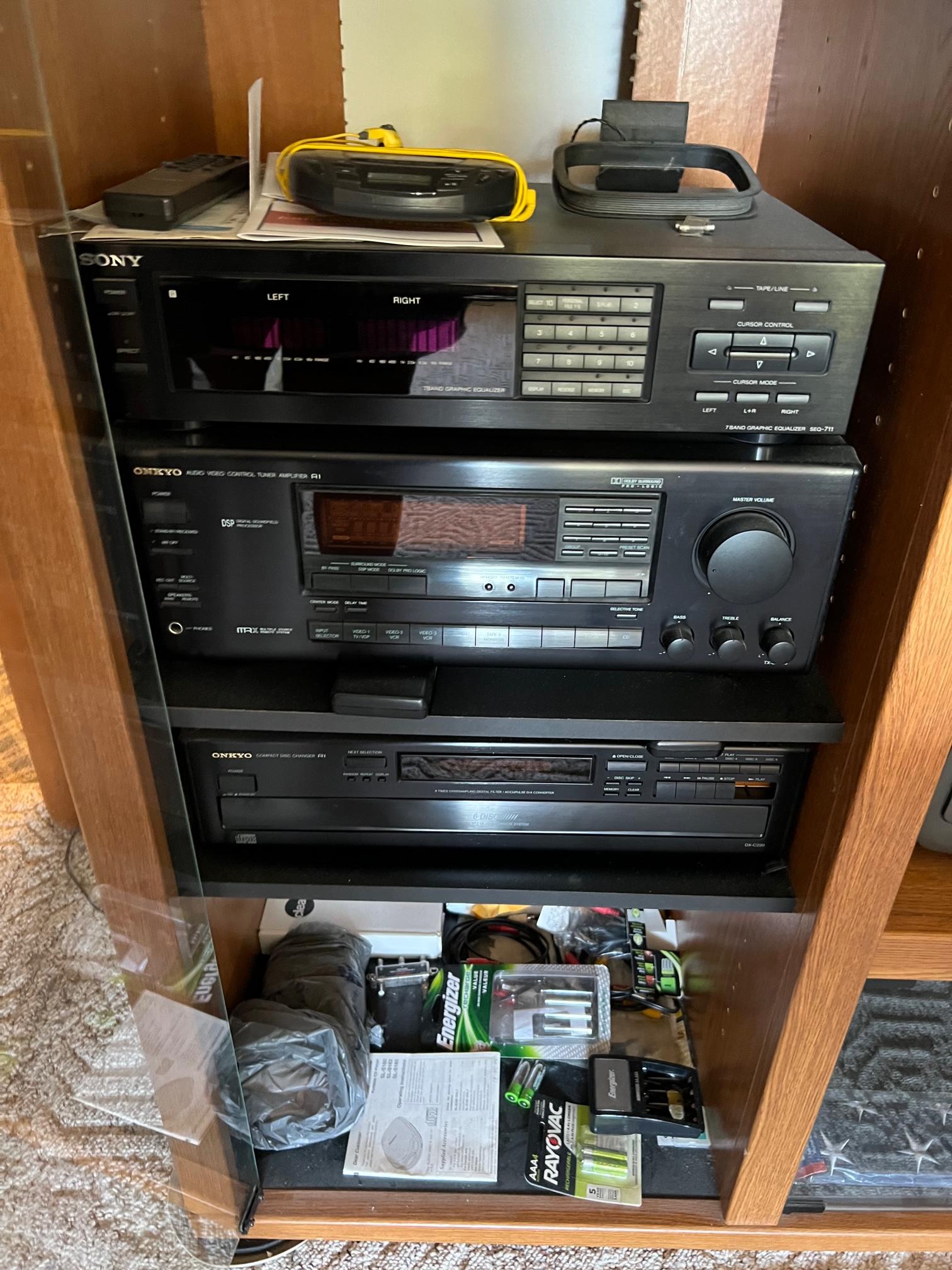 Entertainment center & contents: (2) TV's, stereo, speakers, casette tapes