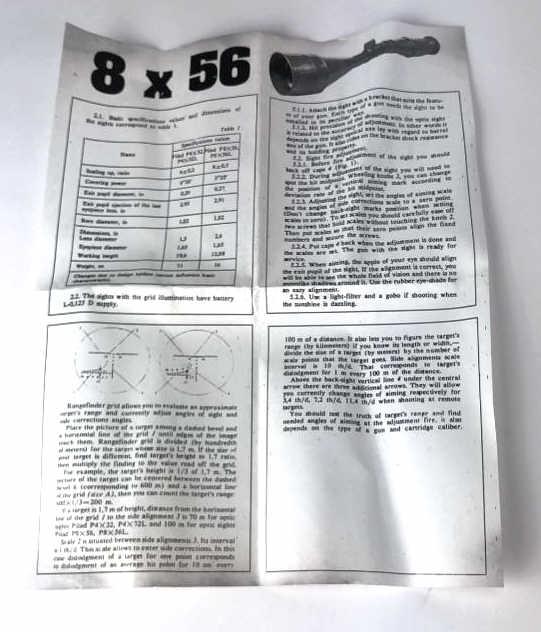 VOMZ PILAD P8X56 RUSSIAN SNIPER SCOPE w/RANGEFINDR