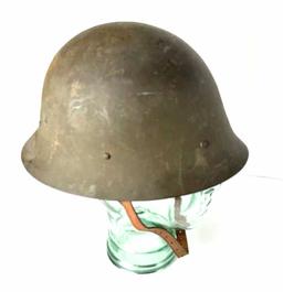 WWII CZECH M32 HELMET WITH LINER & CHIN STRAP