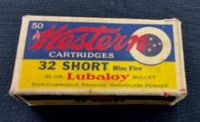 BOX/50 VINTAGE WESTERN .32 SHORT RF 80 GR. LUBALOY