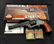 BEAR RIVER SCHOFIELD NO. 3 REPLICA BB REVOLVER/BOX