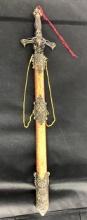 25" RAM HEAD FANTASY SWORD WITH SCABBARD