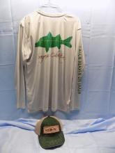 LONG SLEEVE PERFORMANCE T & CAP GREY/GREEN LARGE