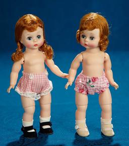 8" Pair, Red-haired Wendy-kins, bent leg walkers, near mint condition. $400/500