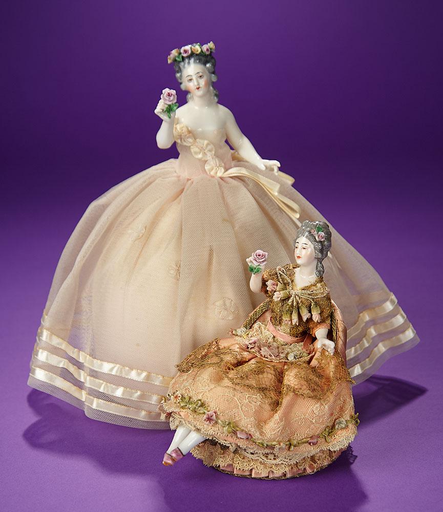 German Porcelain Half-Doll "Lady Seated on Powder Box" by Dressel & Kister 300/500