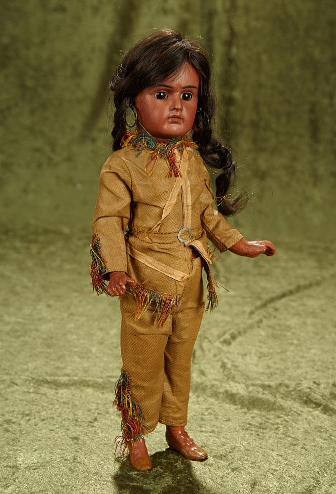 14" Sonneberg bisque portrait of Native American, model 244, by Bahr and Proschild. $600/800