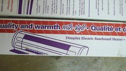 Two NIB Dimplex Electric baseboard heaters each measure 48" and are 1000W, 240V. Boxes are still