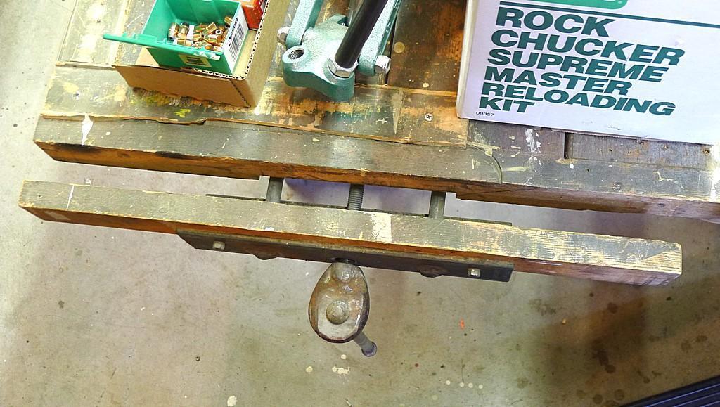 Great sturdy steel framed work bench measures 82" x 56" x 37" high. Each end has a vise mounted as