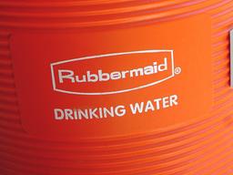 Rubbermaid 5 gallon water cooler, assorted vinyl tablecloths and one more. Some tablecloths have