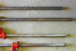 Four pipe clamps, 3/4" x 3' long.