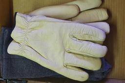 Men's leather gloves, choppers. Kinco pig skin leather work gloves, size medium NIP and fleece