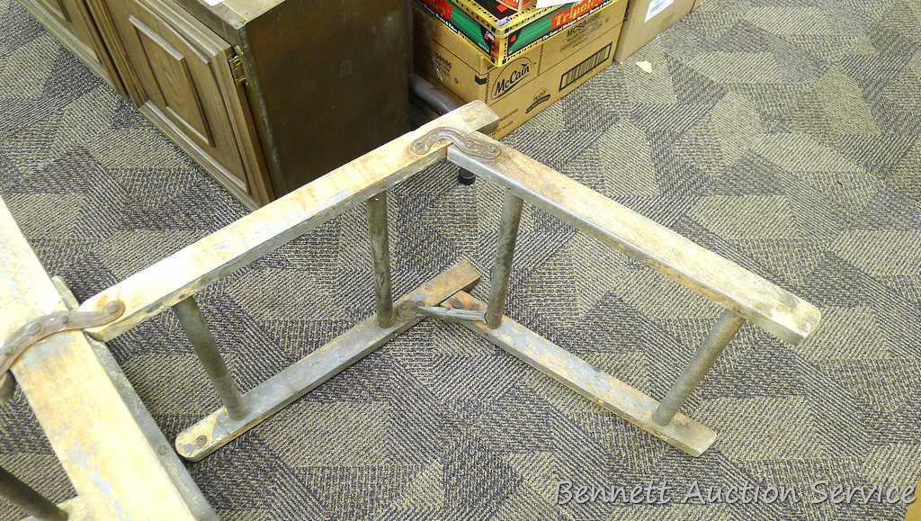 Antique Best Made ball bearing folding bench wringer washer stand is approx. 44" x 15" x 33" when