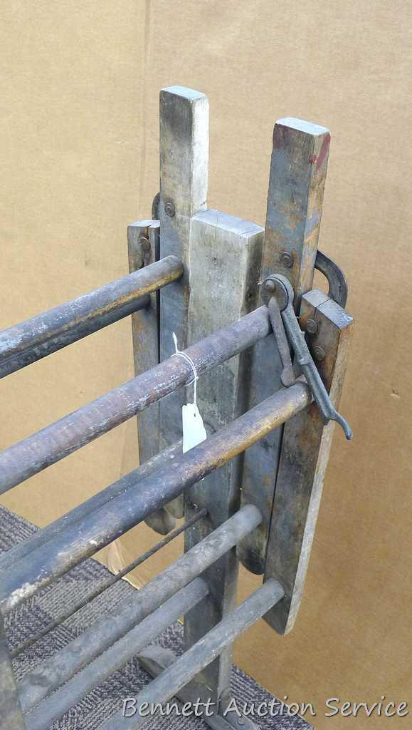 Antique Best Made ball bearing folding bench wringer washer stand is approx. 44" x 15" x 33" when