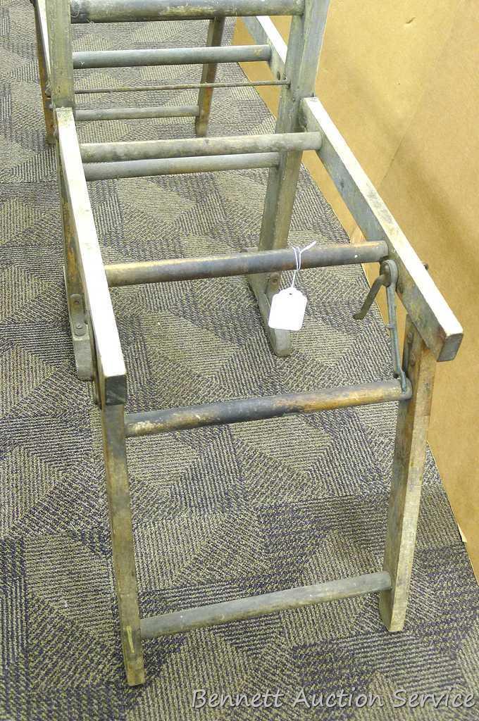Antique Best Made ball bearing folding bench wringer washer stand is approx. 44" x 15" x 33" when