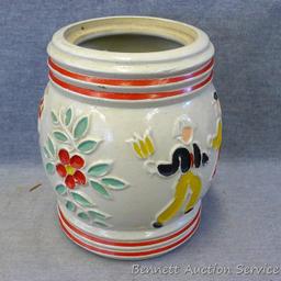 Red Wing Dancing Peasants cookie jar is in good condition with no chips or cracks noted, missing