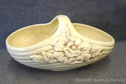 Red Wing magnolia pattern flower basket measures 12-3/4" wide and approx. 6" high. Piece is marked