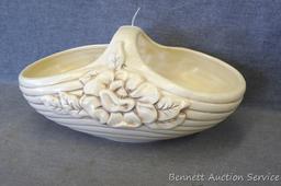 Red Wing magnolia pattern flower basket measures 12-3/4" wide and approx. 6" high. Piece is marked
